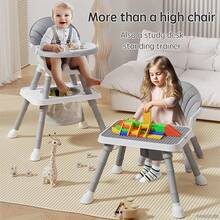PANGDUBE 7-In-1 Baby High Chair – Dining Table, Learning Chair, Building Blocks Table & Standing Trainer – Adjustable Children's Chair With Anti-Tip Safety, 5-Point Harness & Storage Basket (0-6 Years) - Grey - View 3