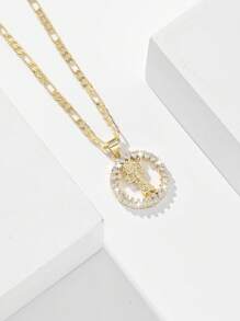 1 件时尚简约奢华铜镶嵌锆石 3D 耶稣基督吊坠项链，适合作为开学礼物、情侣礼物、朋友礼物、日常和节日礼物、祈祷礼物 - 金黃色 - 查看 4