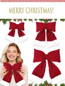 Nuevo conjunto de 3 piezas con lazo 2025, gran lazo rojo navideño, accesorios de decoración de fiesta, adornos para el árbol de Navidad, accesorios de embalaje de regalos navideños, decoraciones navideñas para el hogar, decoración de habitaciones de invierno