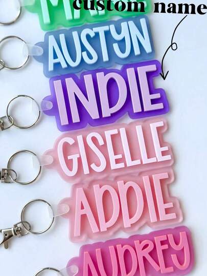 Backpack Keychain Name Tag Name Keychain, Diaper Bag Label, Lunch Box Label, Multifunctional, Decorative, Letter, Fashionable, Modern, Colorful, Cute, Lovely, Casual, Customized, Personalized, Unique, Customized, Suitable For His Ideal Gift, Suitable For Her Ideal Gift, Son, Daughter