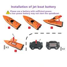 1pc Remote Control Boat, Green/Orange, Waterproof Design, 2.4GHz Remote Control, Dual Propeller Propulsion, Long Battery Life, Waterproof ABS Material, Outdoor Water Toy Gift For Children, Boys And Girls