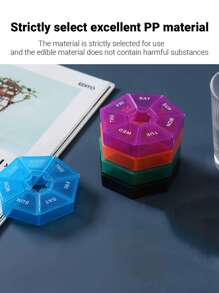 1pc Letter Graphic Hot Pink Medicine Storage Box, Portable Plastic Pill Dispenser Box For Household