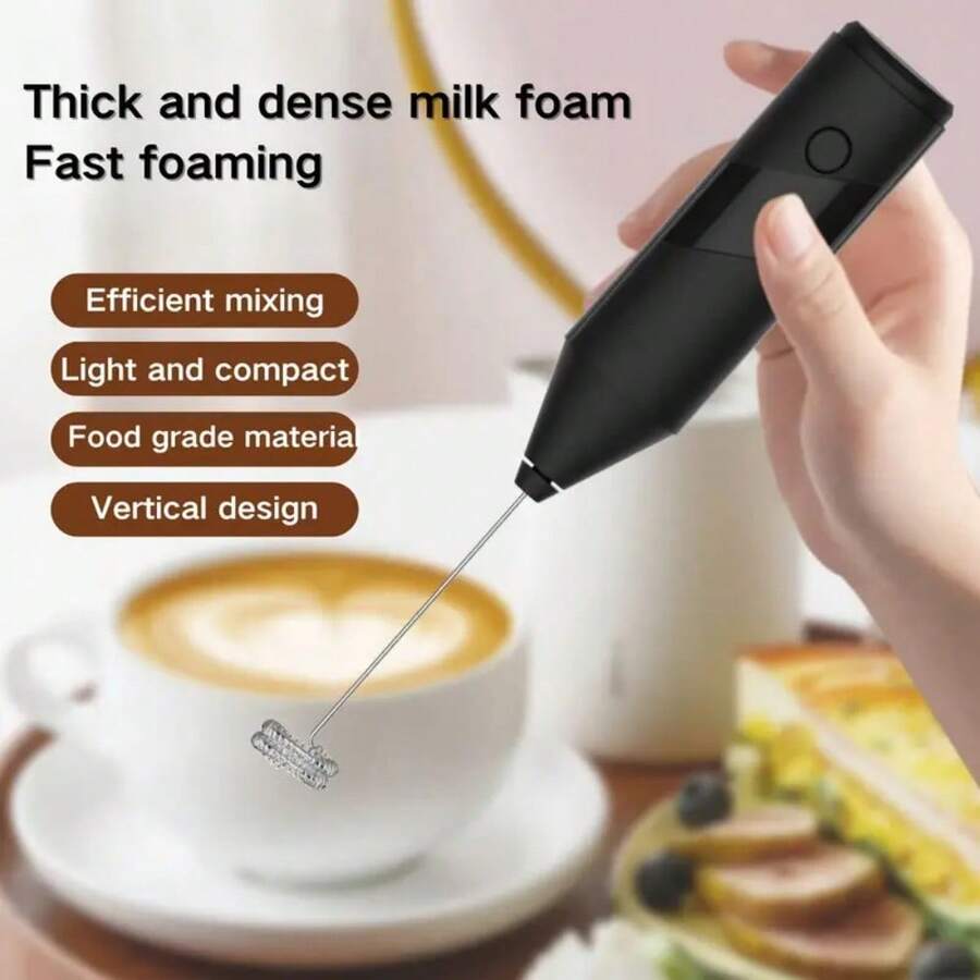 Espumador eléctrico, batidor de mano inalámbrico mini, potencia fuerte, ruido silencioso en la base, un solo aparato multipropósito, espumador de leche y café para el hogar.