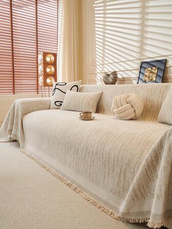 1 Light Luxury Minimalist Suede Sofa Towel, Bohemian Style Sofa Cover, Thickened Fashionable Luxury Sofa Cover, High-End High-Quality Texture, Decorative Sofa, Protective Sofa, Home Decoration, Pet Friendly, Anti Slip, Dustproof, Anti Cat Scratch, Universal In All Seasons, Suitable For Bedrooms, Living Rooms, Bookstores, Offices, Cars, Clubs, Parties, 1-4 Person Sofas, L-Shaped Sofas