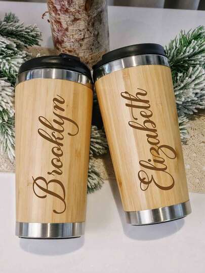 Customized Bamboo Mug Coffee Cup Suitable For Car Cup Holder Personalized Bamboo Insulated Travel Cup Bamboo Stainless Steel Cup Gift