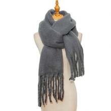 Winter Scarf Women Luxury Autumn Winter Cashmere Scarf Thickened Warm Shawl Classic Tassels Fluffy Scarf Solid Color Soft Shawl - 2205DS026-26 - 查看 7