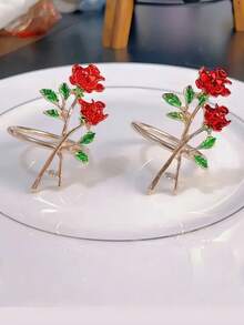 12/10/8/6/4/2 件金属玫瑰餐巾环套装 - 适用于西餐厅，玫瑰花餐巾架适用于母亲节、宴会、派对、婚礼，花餐巾环适用于情人节宴会餐桌装饰，金属玫瑰餐巾架 - 彩色 - 查看 25