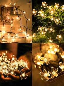 Solar Cherry Blossom String Lights – Waterproof Outdoor LED Fairy Lights For Garden, Patio, Lawn, Pathway & Tree Decor,