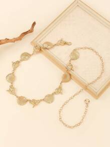 1 件波西米亚贝壳海星贝壳吊坠腰链，奢华金色海洋风格肚脐链，适合女性日常、时尚、海滩度假、珠宝搭配 - 金黃色 - 查看 5