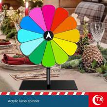 1قطعة عجلة جوائز أكريليك DIY للأحزاب قابلة للمسح مع حامل، لوحة دوارة محمولة للمهرجانات والفعاليات، متعة تفاعلية لأمسيات ألعاب العائلة والفصول الدراسية، أداة تعليمية عجلة دوارة للطاولة ، عجلة السحب للحظ، المهرجانات والمعرض التجاري