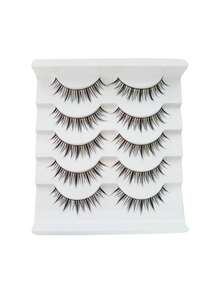 Ouye3 Set de 5 pares de pestañas postizas de diablillo pequeño, naturalmente rizadas y con recubrimiento 3D