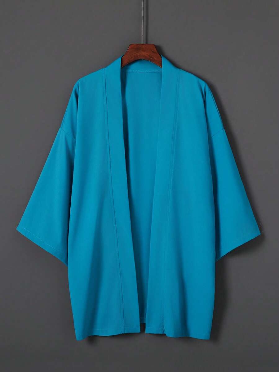 Kimono Longgar Warna Polos Bergaya Retro, Penutup Tubuh Serbaguna, Gaya Hanfu Cina Terinspirasi Anime Cosplay, Pakaian Luar untuk Pantai, Pelindung Matahari - Dusty Blue - View 1