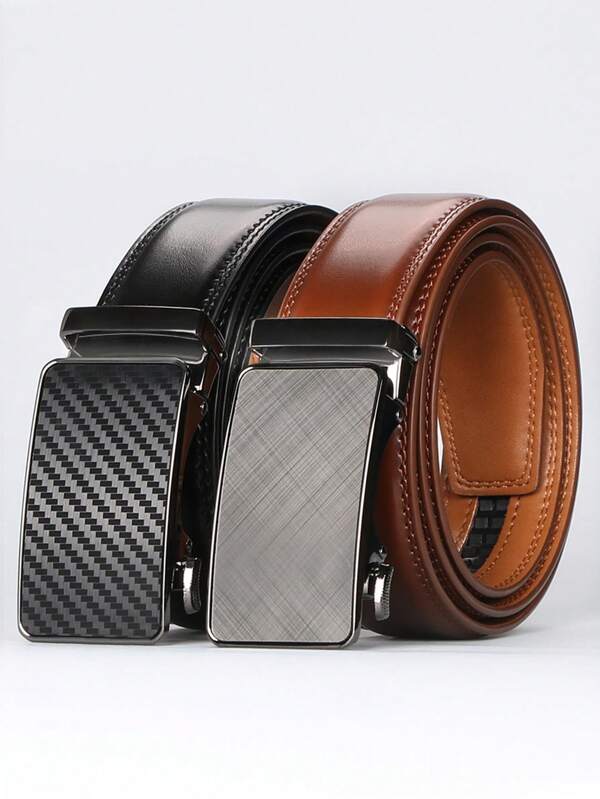 Men's Cowhide Genuine Leather Dress Belt, Adjustable Length, Ideal Choice For Gifts Summer, School