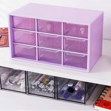 1 Mini cajón, 9 cajones transparentes, dispositivo de almacenamiento de caja de herramientas para maestros, pequeño escritorio de plástico para el aula y la oficina, dispositivo de almacenamiento de escritorio de maestros, 7 pulgadas * 3. - Multicolor - Ver 4
