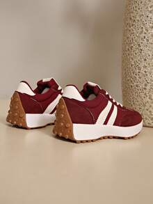 Retro Thick Sole Sneakers, Thickened Upper, Suitable For Running, Women - Red - View 7