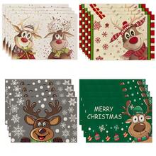 4/6 piezas de manteles individuales con temática navideña, hechos de colores vibrantes y patrones de animales, manteles individuales resistentes al calor y antideslizantes para reuniones en el hogar, comidas en interiores, cocina, fiestas, campamentos, decoración de mesa festiva