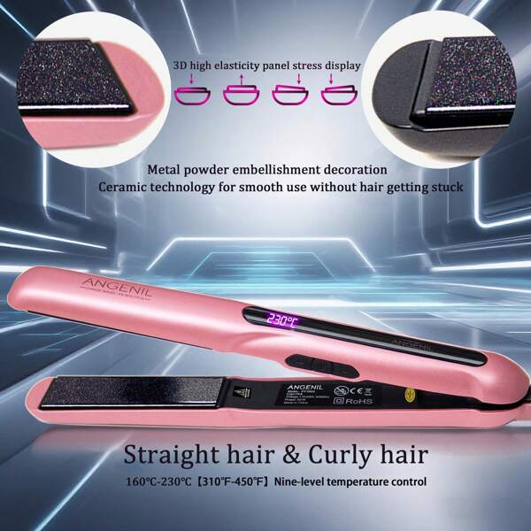 ANGENIL 【ee. Uu.】angenil Plancha Profesional De Cerámica Para Alisar Y Rizar El Cabello 2 En 1, Plancha De Cerámica Con Aceite De Argán Para Alisar Y Rizar El Cabello, Plancha Para Alisar El Cabello Con Calentamiento Rápido Y Voltaje Dual Para Obsequio De Mujeres