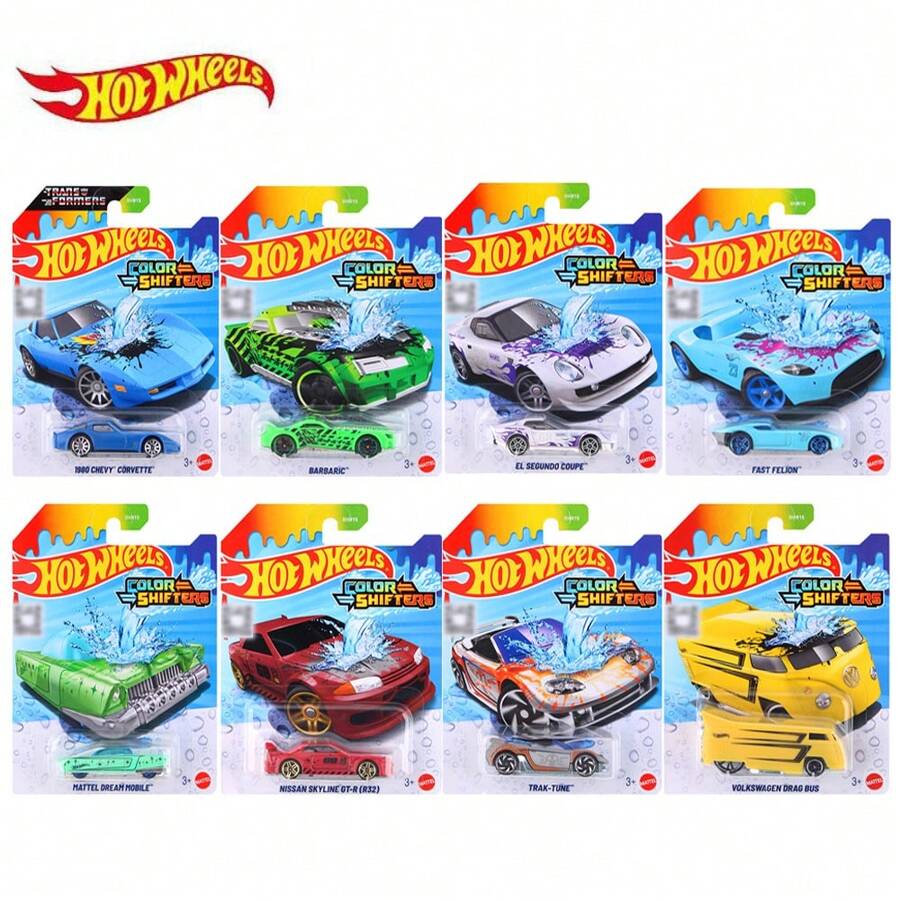 Hot Wheel 1:64 比例变色玩具车，冷水或温水浸泡后可反复变色，男孩儿童玩具车，生日及节日礼物，汽车模型玩具 BHR15-C/D，完美收藏，1980 年雪佛兰克尔维特，美泰梦幻座驾系列，TRAK-TUNE 1 件装