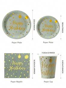 72 buc/set, farfurie și șervețele de unică folosință pentru ziua de naștere, farfurie și șervețele de hârtie auriu-roz de 7/9 inch, accesorii pentru petreceri, folosite pentru decorarea petrecerilor și veselă, perfecte pentru petreceri de ziua de naștere, disponibile pentru 24 de invitați