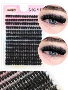 560pcs 80D Mix Cluster Eyelash, 0.07mm Thickness, D Curl, 8mm-16mm Mix Length, Natural Style Russian Flat Dense Fluffy Handmade Mink Eyelash Cluster For Halloween Theatrical Makeup, Festival Makeup, Christmas Makeup, Beginner Essential - DD - 查看 3