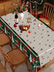 1 pieza Nuevo mantel temático de fiesta de Navidad, mantel desechable con Papá Noel rojo y renos para decoración navideña infantil, adecuado para fiestas de Navidad, Nochevieja, celebraciones de invierno, cumpleaños, decoración diaria de mesa, artículo esencial para fiestas