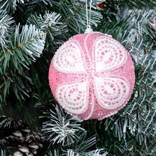 2 pezzi/set di palline decorative natalizie rosa di 4 pollici (diametro 10 cm), palline natalizie rosa perlato con pezzi scintillanti, palline decorative dipinte a mano in modo creativo, decorazioni natalizie, feste natalizie, feste di compleanno, decorazioni per matrimoni, perfetti come accessori fotografici per creare l'atmosfera giusta