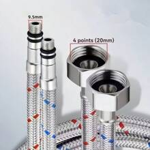 全新冷热水龙头进水软管，1/4英寸不锈钢柔性连接器，适用于水槽、面盆、单螺纹锥形头供水 - 彩色 - 查看 4