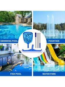 带伸缩铝杆的泳池撇渣网 - 适用于游泳池、水疗中心、热水浴缸、池塘的重型细网叶耙 | 3 节可伸缩手柄，耐用塑料框架，易于清洁和存放 - 彩色 - 查看 12