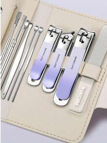 Ensemble de 4 pièces de coupe-ongles avec sac de rangement. Comprend un coupe-ongles diagonal, une lime à ongles. Convient pour la maison et les salons de manucure professionnels.