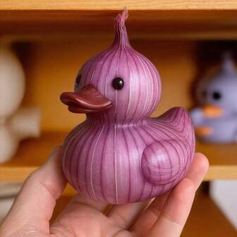 1pc Creative Vegetable Series Onion Duck Whimsical Figurine Desk Decor Ornament