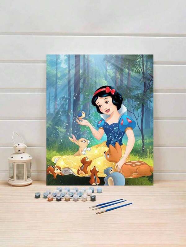 Disney Disney Schneewittchen und Waldtiere DIY Digital Ölmalerei Set, Erwachsenen Basteln, Ungerahmte Ölmalerei Set für Schlafzimmer Dekoration und Wanddekoration, einfach und Lustig zu malen, keine Malererfahrung erforderlich, erfülle deinen Maltraum, tauche ein in die bunte Welt, jeder Pinselstrich ist Selbstausdruck, füge Romantik zum Leben hinzu, perfektes Geschenk für Familie und Freunde, Halloween, Weihnachten, Feiertags-Geschenk, 40x50cm