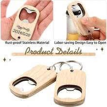 30pcs Customized Text Bottle Openers, Personalized Bottle Openers, Wooden Beer Bottle Openers, Gifts For Him, Wedding, Groomsmen, Father ,Forever Love, Rustic - Multicolor - View 8