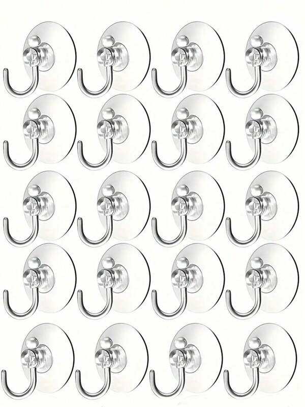 20 piezas (3cm) Ganchos de ventosa de plástico transparente - Sujetos de forma segura, impermeables - Adecuados para ventanas, vidrio, ducha, baño y paredes de cocina - Perfectos para uso diario, festivales, fiestas y decoraciones de carnaval