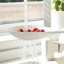 1pc Multi-Purpose Kitchen Strainer With Long Handle, Leak-Proof Mesh And Non-Slip Base - Durable Plastic Strainer For Home And Restaurant Use, Lightweight Kitchenware | Easy-Grip Material, Pasta Strainer - 隨機顏色 - 查看 10