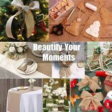 2/10M Jute Linen Ribbon Fabric Burlap DIY Gift Wrapping Jute Tablecloth Handmade Gifts Wedding Party Decoration, DIY Crafts Wrapping Costume Accessories