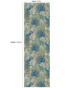 Papier peint autocollant amovible vintage à fleurs bleues et paon. Papier peint autocollant amovible et imperméable pour dosseret de cuisine, armoire, papier peint, stickers muraux, décoration murale, décoration de chambre, décoration de cuisine, décoration de la maison