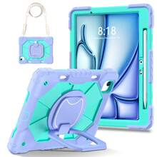 Colorblock Handheld Rotating Shockproof Protective Case With Shoulder Strap For Apple IPad Mini 7, IPad Mini 6, IPad 6th (9.7-Inch), IPad Pro 9.7 (2016), IPad 5th (9.7-Inch), IPad 10.2 7th Gen 2019, IPad 8th (10.2-Inch), IPad 9th Gen (10.2-Inch), IPad 11(A16 2025), IPad 10th (10.9-Inch), IPad Air 4th (10.9-Inch), IPad Air 5th Gen 2022, IPad Air 11-In.(M2)-2024, IPad Air 11(M3 2025)