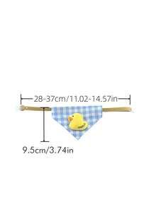 1pc 3D Little Yellow Duck & Blue/White Plaid Pet Bandana, Suitable For Small Dogs And Cats - Multicolor - View 7