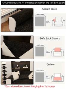 1 husă de pernă pentru canapea, pentru toate anotimpurile, modernă și minimalistă, antiderapantă pentru scaunul de canapea, rezistentă la praf și lavabilă, neagră, moale și la modă, potrivită pentru animale de companie, se potrivește canapelei în formă de L, dormitor, birou, sufragerie