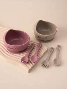 3PCS Personalized Customization Name And Pattern Baby Silicone Tableware Suction Bowl Soft Spoon Fork Feeding Learning Sets For Baby Solid Color Utensils Kids Custom Food Storage,Multi-Functional,Ornamental,Letter,Stylish,Modern,Colorful,Cute,Adorable,Casual,Custom,Personalised,Unique,Customized,Ideal Gifts For Him,Ideal Gifts For Her,Multi-Functional,Ornamental,Letter,Stylish,Modern,Colorful,Cute,Adorable,Casual,Custom,Personalised,Unique,Customized,Ideal Gifts For Him,Ideal Gifts For Her, Son, Daughter,Christmas Gift - Multicolor - View 5