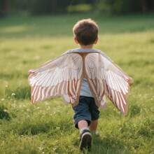 儿童仙女翅膀斗篷服装装扮玩具，多色鹰翼，适合生日、节日、万圣节、舞台表演 - 彩色 - 查看 5