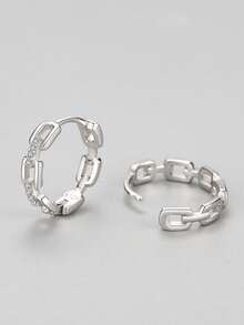 1 paire de boucles d'oreilles chaîne en argent sterling 925 à la mode, bijoux élégants pour le mariage des femmes - Argent - Voir 5