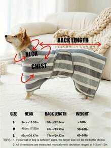 1pc Dog Bath Towel Quick Drying Soft Cleaning Bathrobe For Medium To Large Dogs And Cats