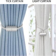 Creative No-Drill Iron Window Tie Bands, High Magnetic Force Magnetic Woven Simple Magnetic Suction Cylindrical & Conical Curtain Tie Backs