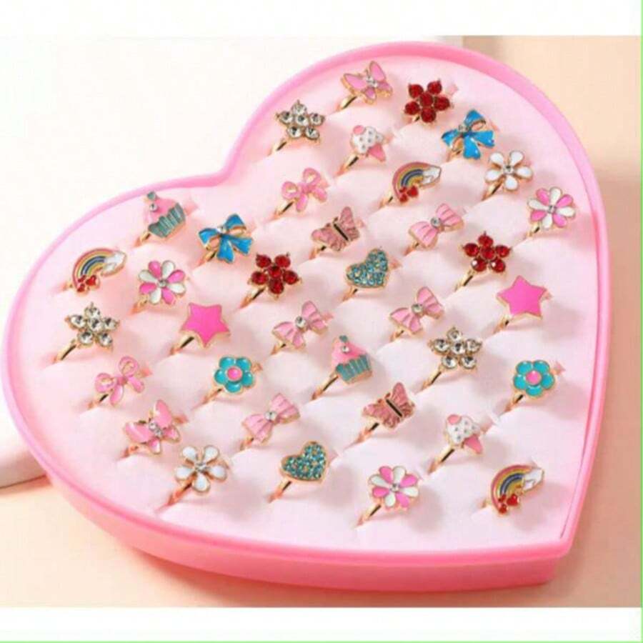 KIT6-36 Cartoon Kids Rings, Cute Princess Rings For Girls, Children's Jewelry, Baby Gifts - Vàng - Xem 1