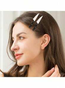 迷你仿刀亚克力发夹，女士时尚朋克风格创意发夹炊具装饰，爪夹，发夹，发夹，发夹，发夹 - 彩色 - 查看 8