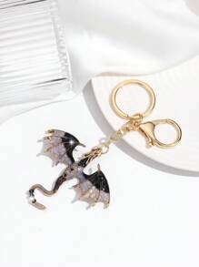 1 件时尚欧美风格复古龙渐变玻璃钥匙扣，带水钻水晶装饰，优雅男女通用重型钥匙扣吊坠汽车配件包饰 - 古金色 - 查看 17