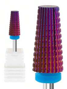 3/32 英寸五合一美甲紫色专业碳化钨指甲钻头，无味锥形铣刀，适用于 DIY 美甲工具配件 - 紫色 - 查看 8