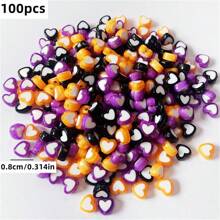 100/200pcs 8mm Acrylic Beads, Center Beads, Love Beads, Orange, Black, Purple, Halloween Holiday Beads, Party Decoration Beads, DIY Accessory Beads, Can Be Made Into Bracelets, Bracelets, Bracelets, Phone Chains, Decoration Beads