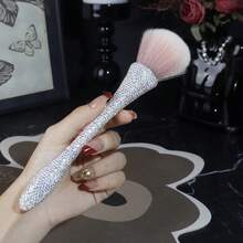 1支奢华化妆刷，镶嵌水钻，多功能化妆刷，便携式化妆刷，高端梳妆台面部刷，日常及旅行化妆配件